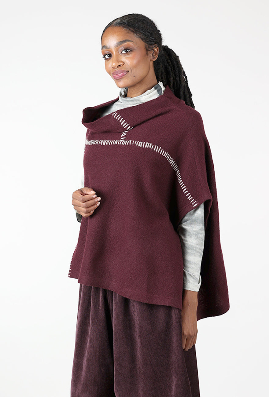 Accent Stitches Asym Sweater, Plum