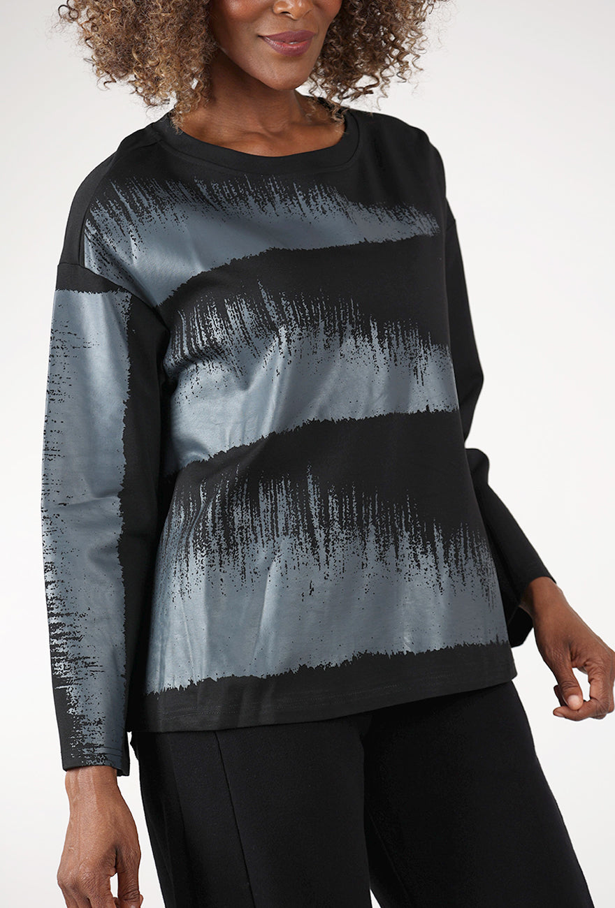 A-Line Graphic Tee, Black Angle 4
