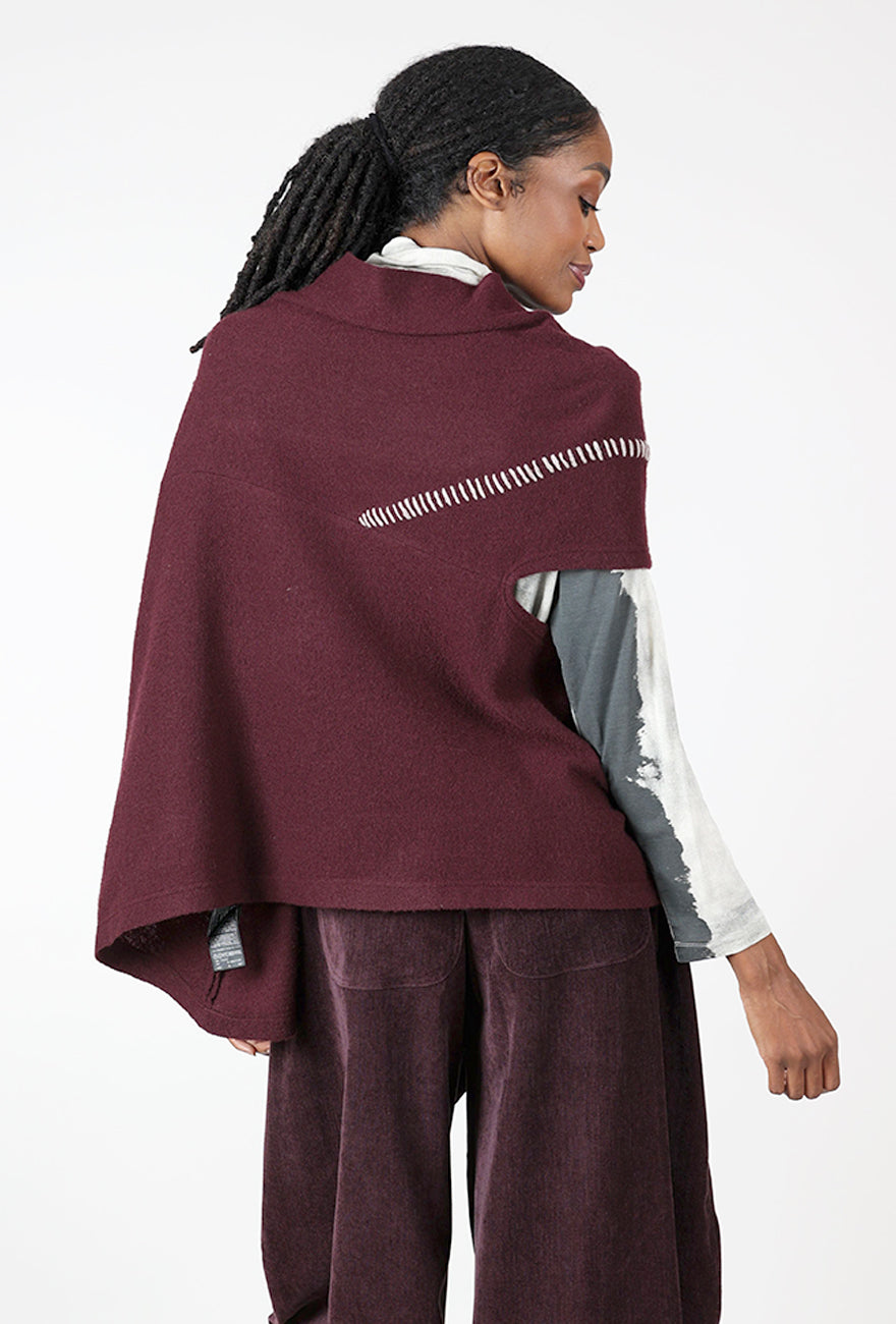 Accent Stitches Asym Sweater, Plum