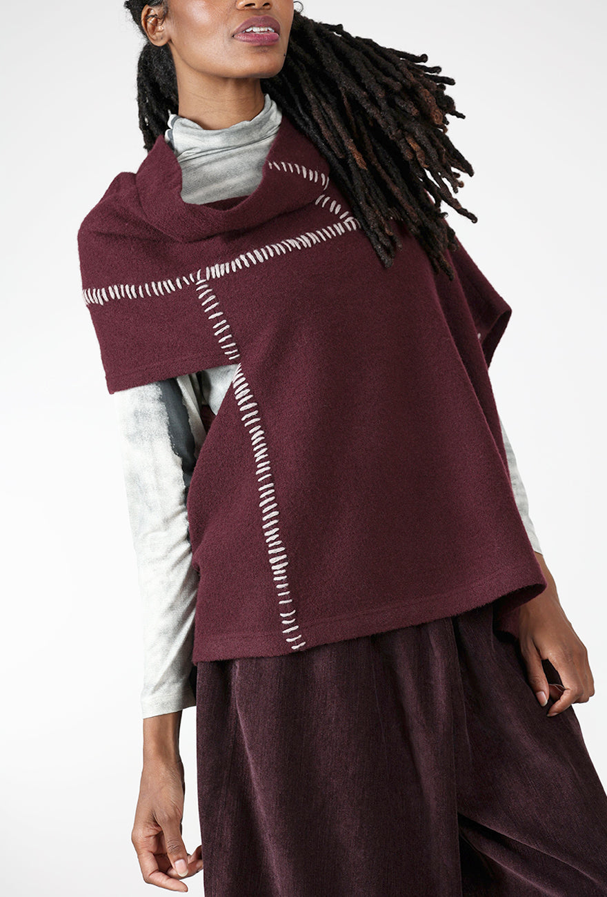 Accent Stitches Asym Sweater, Plum