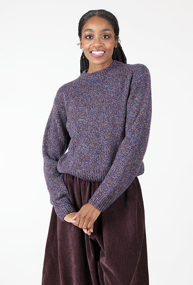 Iza Mouline Sweater, Dark Purple Mix