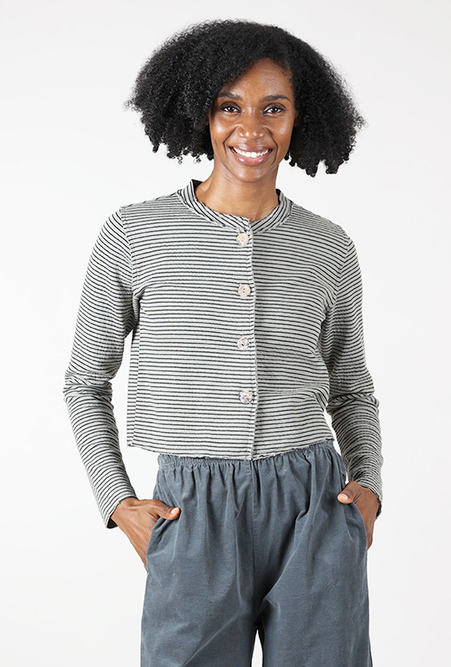 Double Face Stripe Crop Cardie, Squirrel