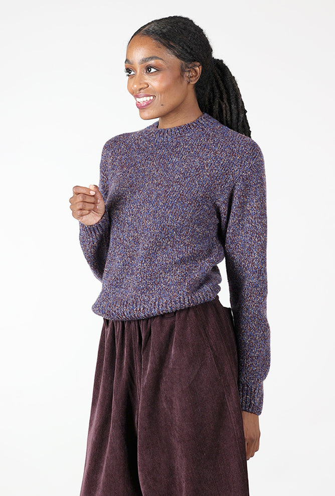 Iza Mouline Sweater, Dark Purple Mix Angle 2