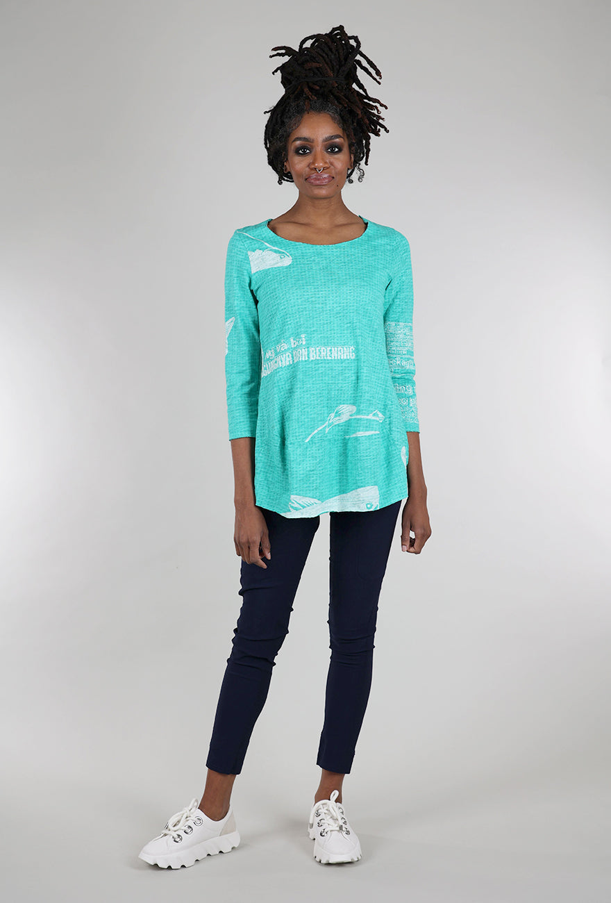 Rundholz Slub Jersey 3/4 Shapely Tee, Aqua 