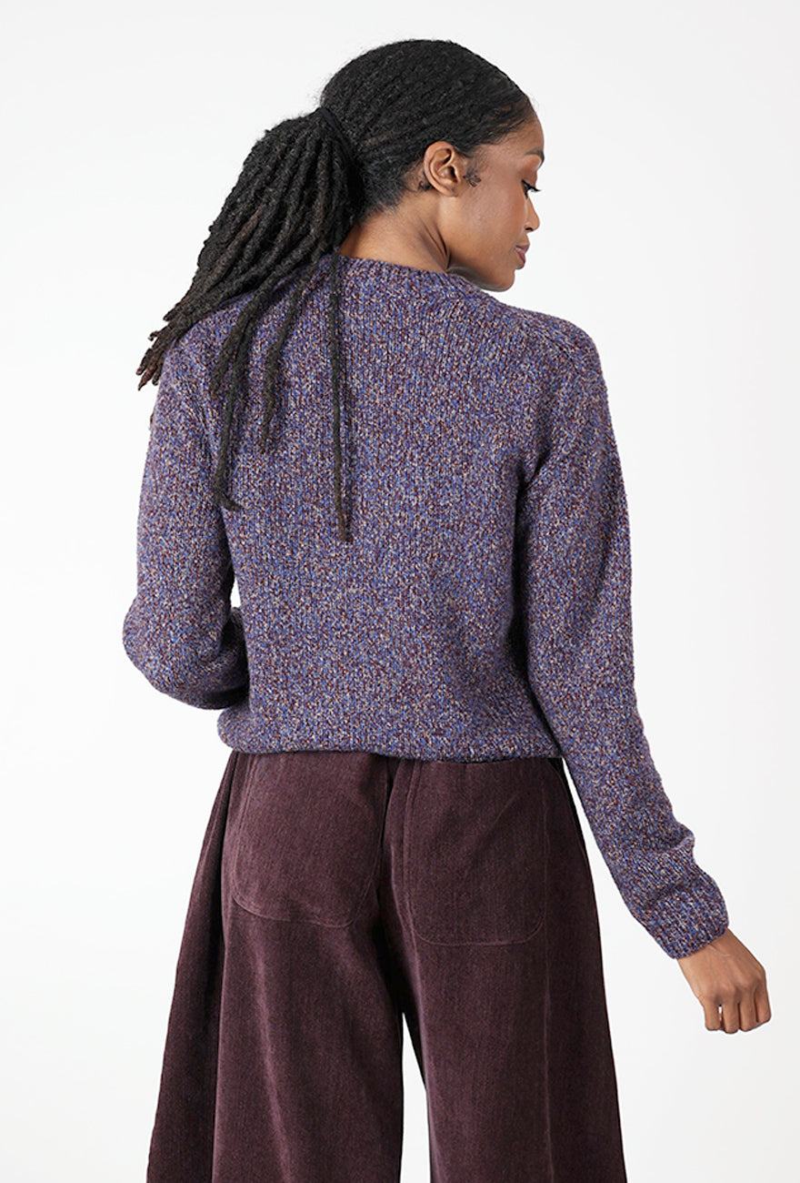 Iza Mouline Sweater, Dark Purple Mix Angle 3