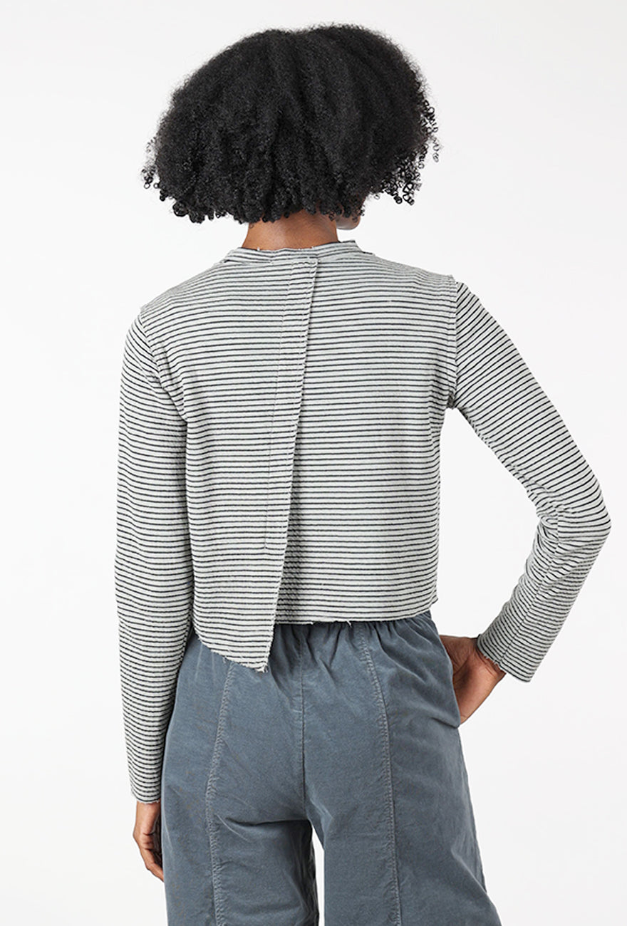 Double Face Stripe Crop Cardie, Squirrel