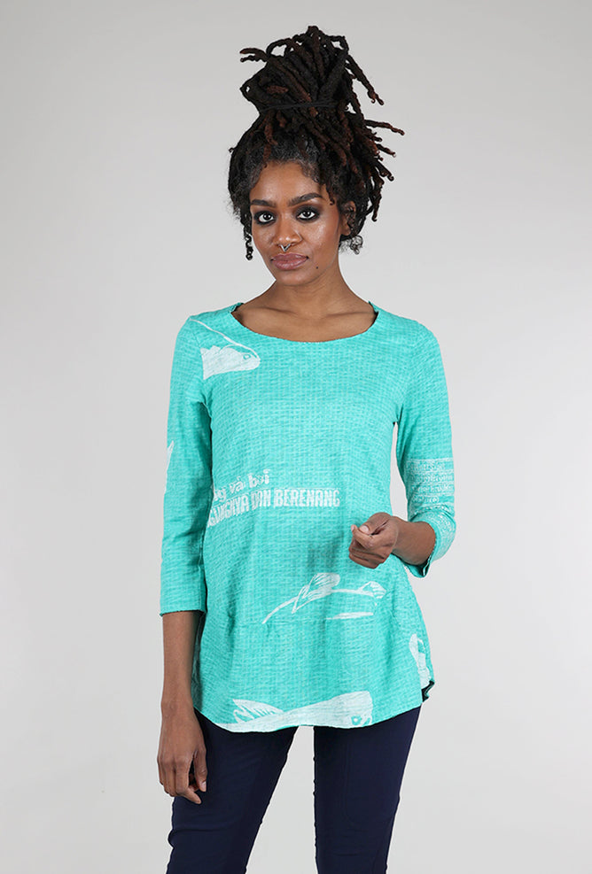 Rundholz Slub Jersey 3/4 Shapely Tee, Aqua 