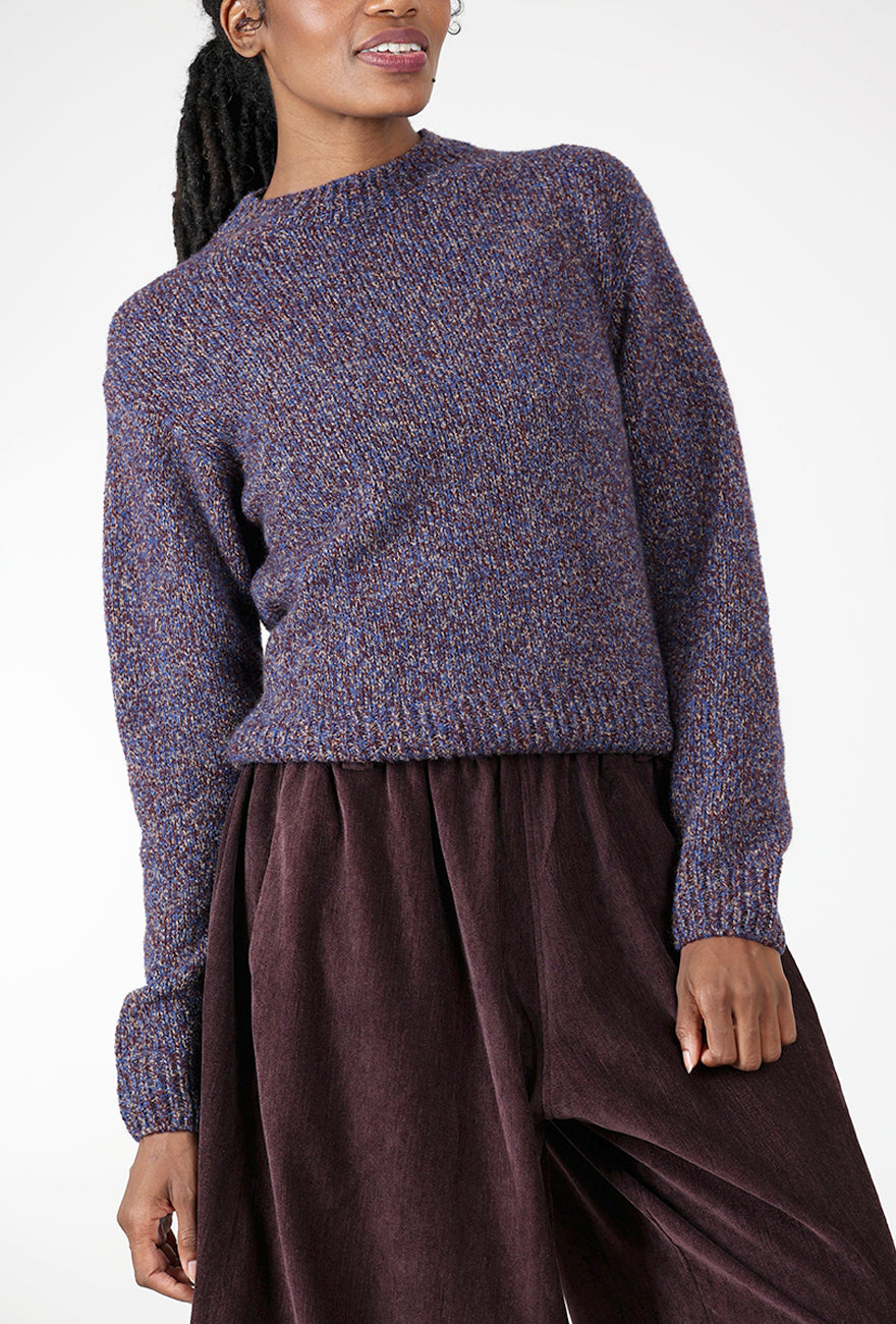 Iza Mouline Sweater, Dark Purple Mix