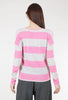 Pure Amici Neon Stripe Cashmere V-Neck, Neon Pink/Gray 