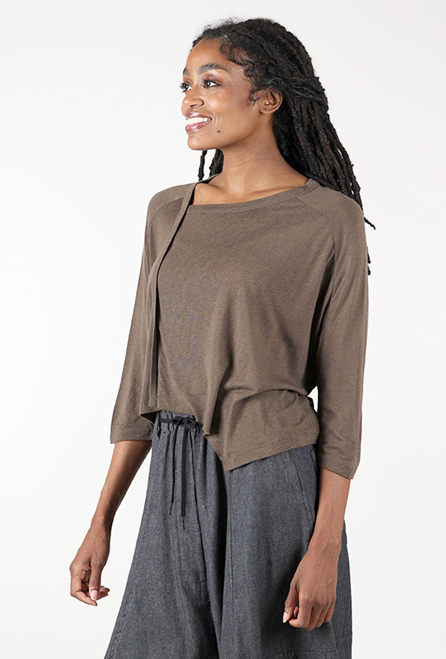 Elbow Askew Top, Coffee Angle 2
