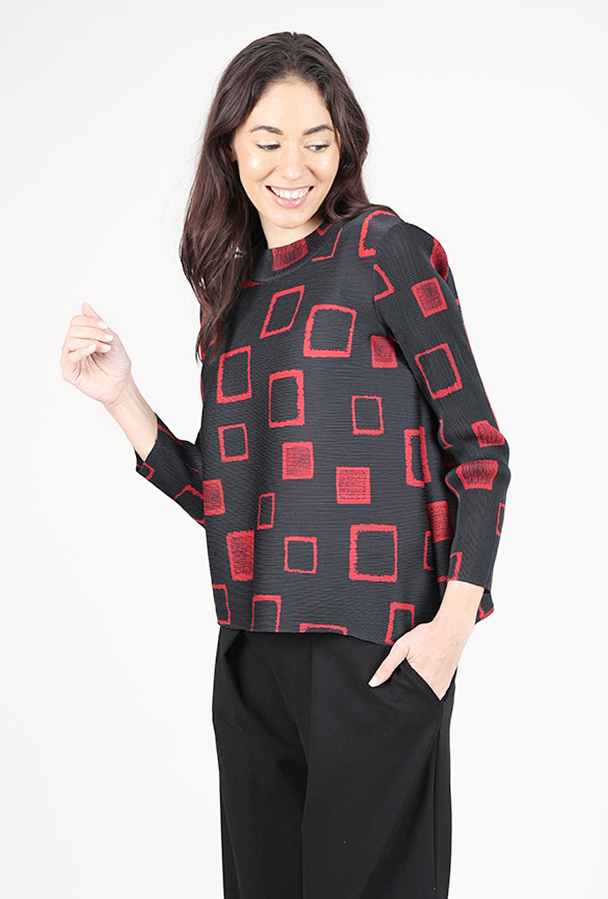 Olivia Parisian Pleats Bella Boxy Top, Chili 