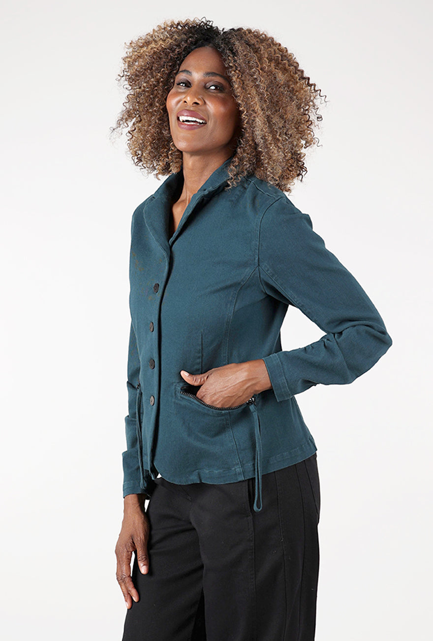 Zip Pocket Twill Jacket, Teal