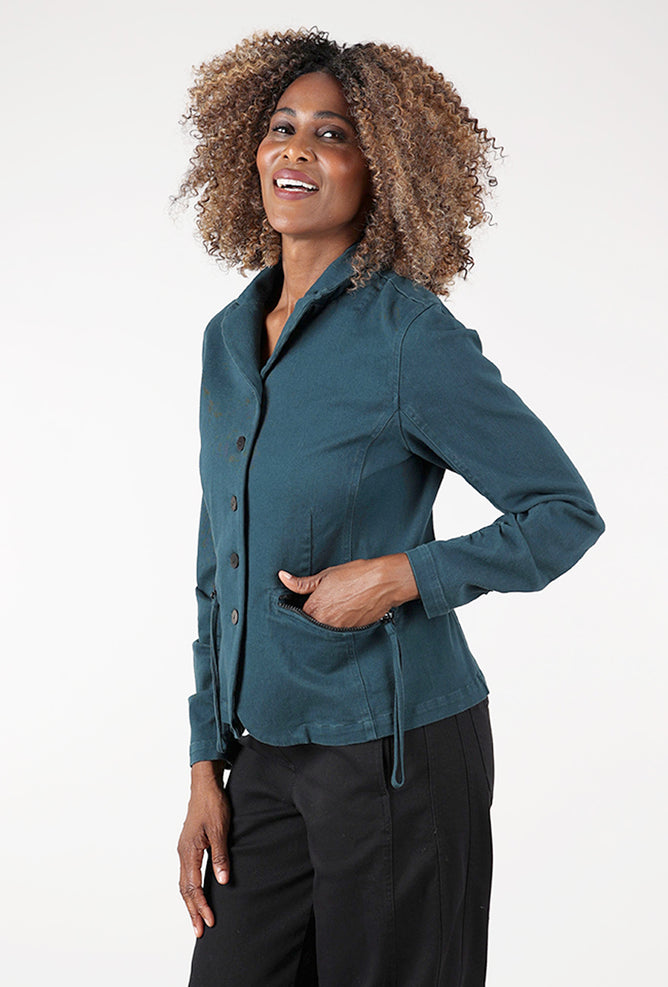 Grizas Zip Pocket Twill Jacket, Teal 