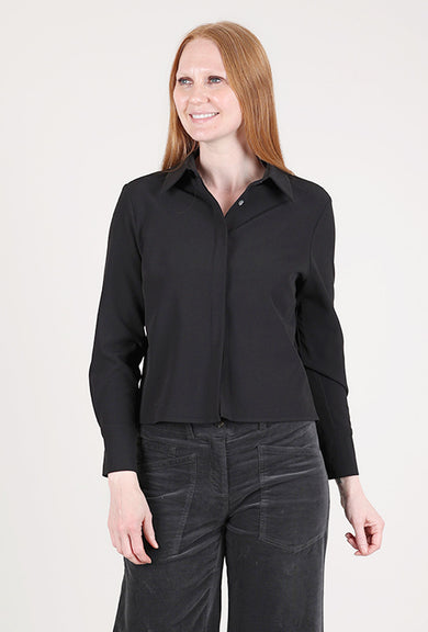 Estelle & Finn Shorter Pleat-Back Blouse, Black 