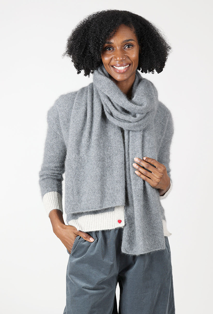 Luxe Raccoon Scarf, Hibou Gray