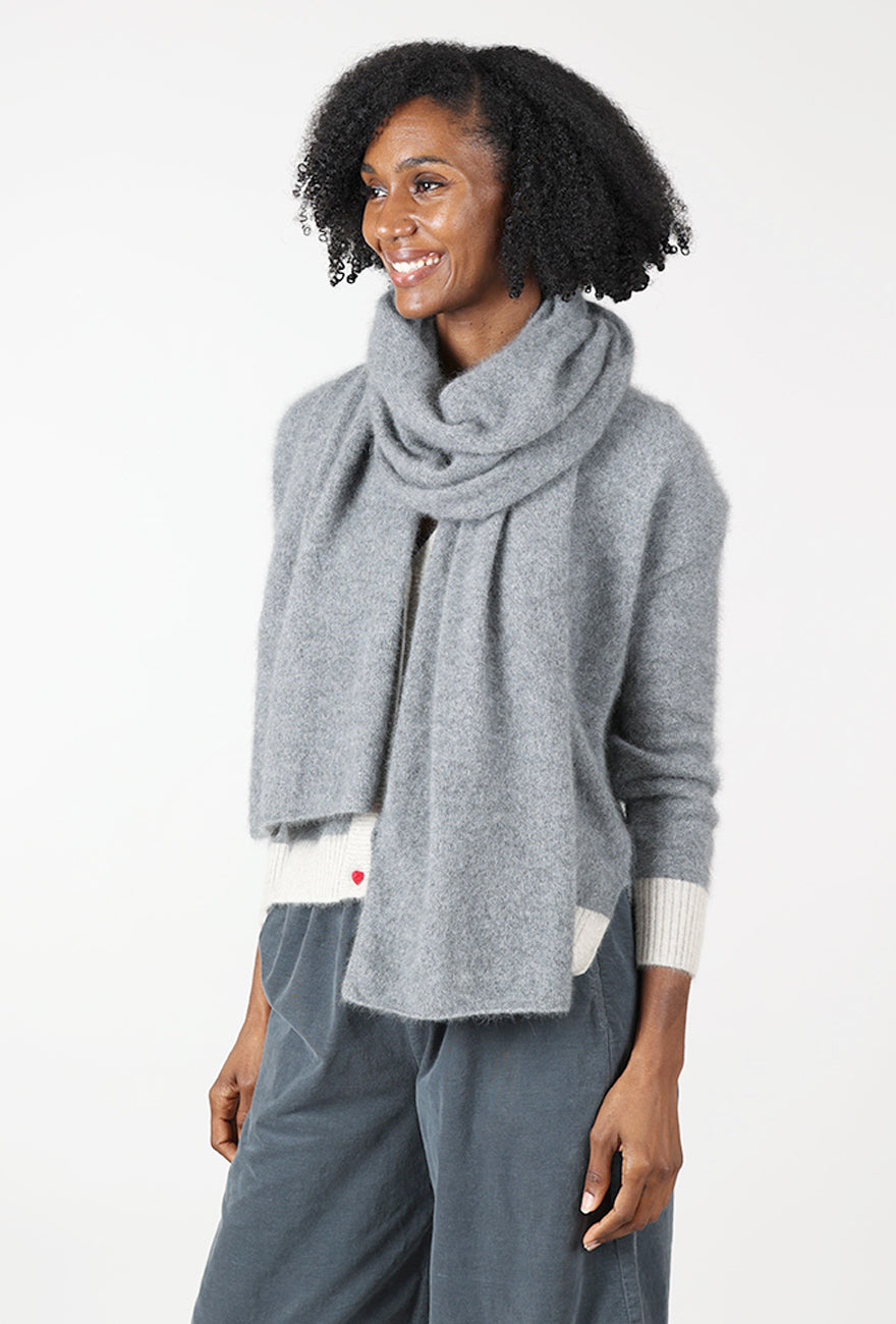 Luxe Raccoon Scarf, Hibou Gray Angle 2