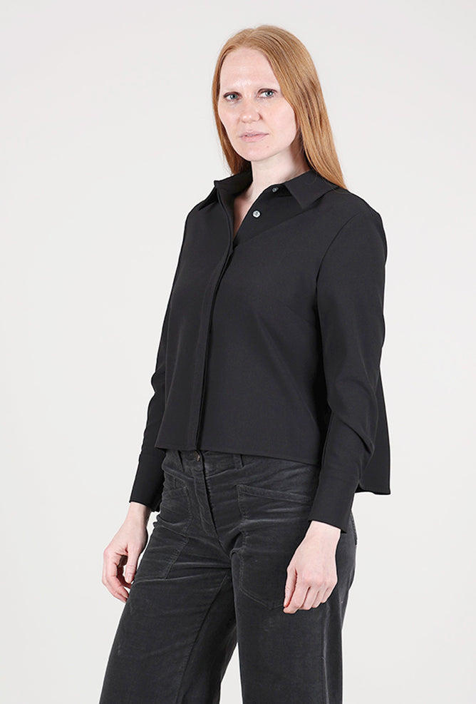 Estelle & Finn Shorter Pleat-Back Blouse, Black 