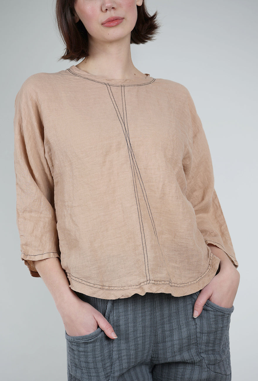 Cynthia Ashby Linen Robin Top, Fawn 