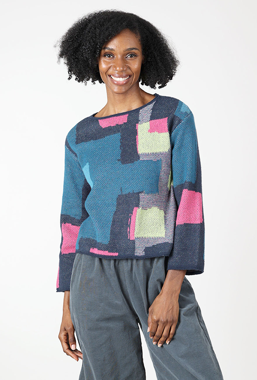 Collage Sweater, Teal