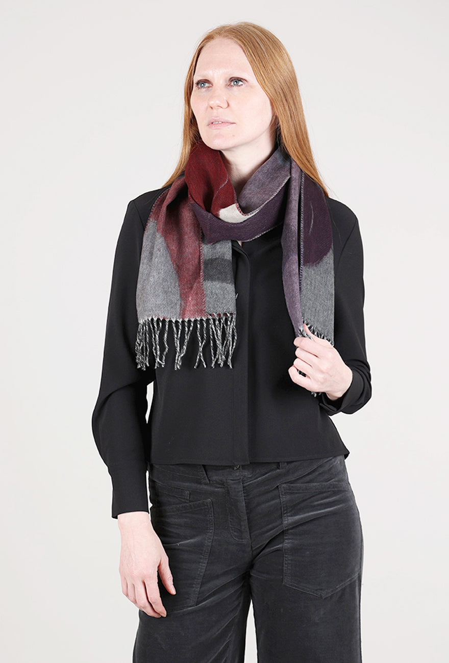 FRAAS - The Scarf Company Brushstroke Circles Scarf, Burgundy Mix 