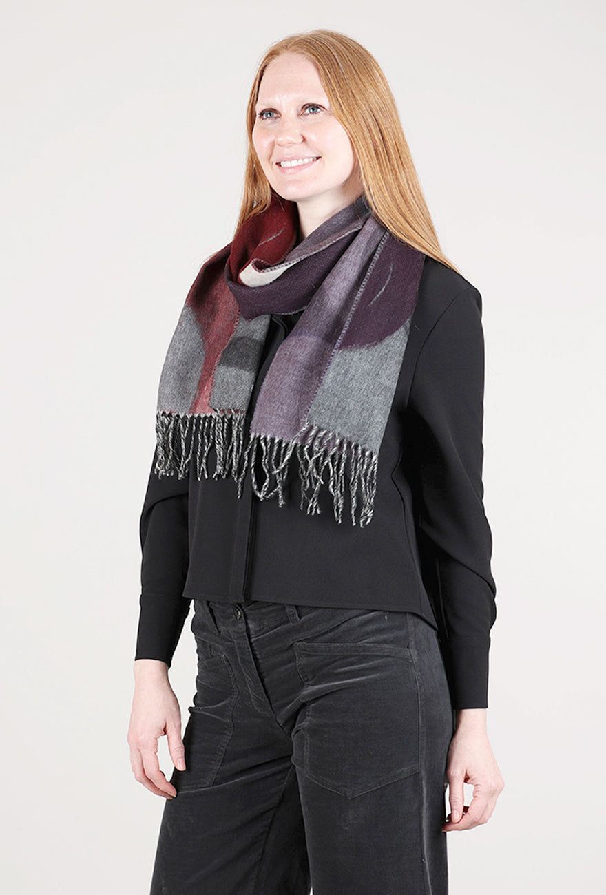 FRAAS - The Scarf Company Brushstroke Circles Scarf, Burgundy Mix 