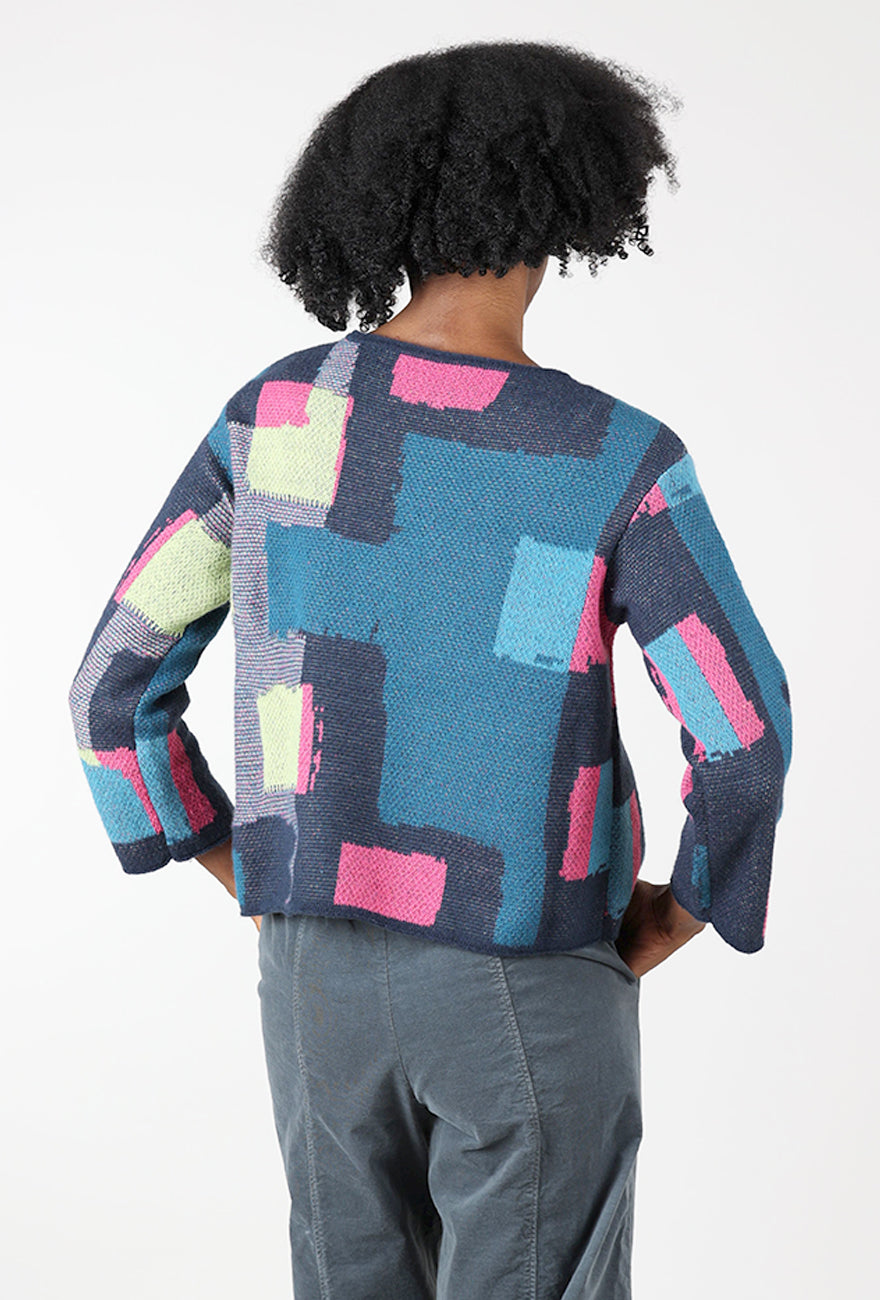 Collage Sweater, Teal Angle 3