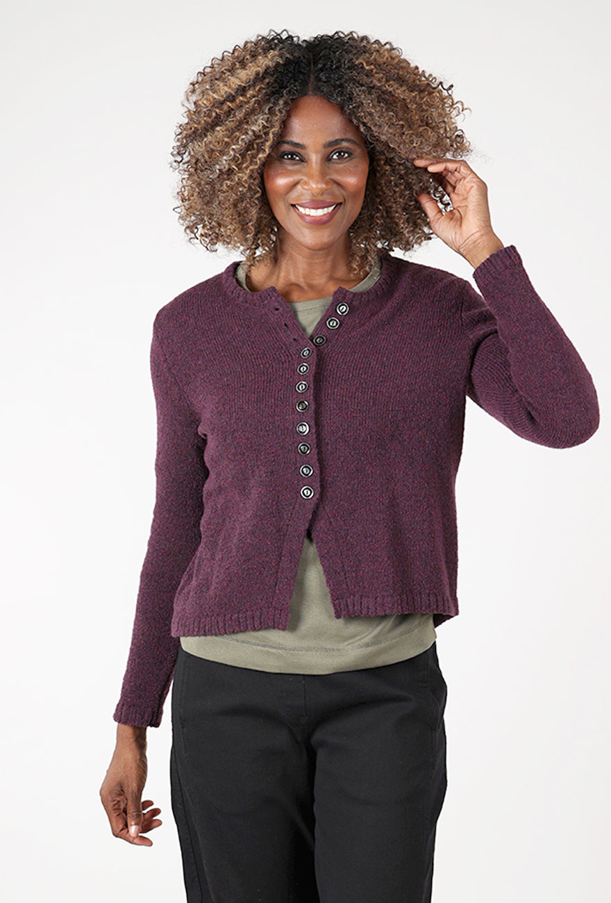 Grizas Winsome Buttons Cardie, Plum 