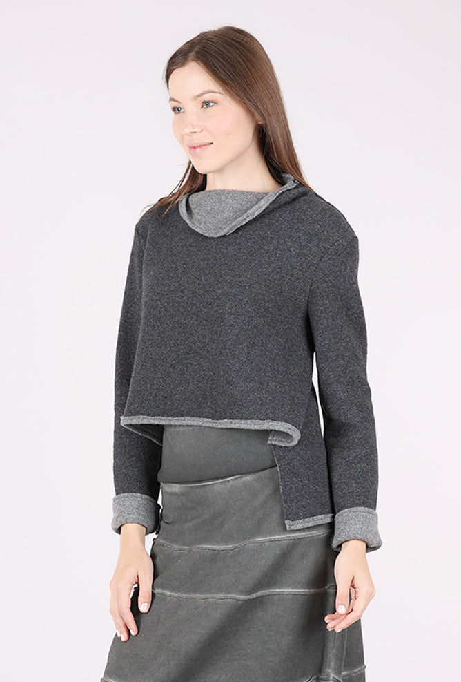 Kedziorek Boiled Wool Cropped Pullover, Gray 