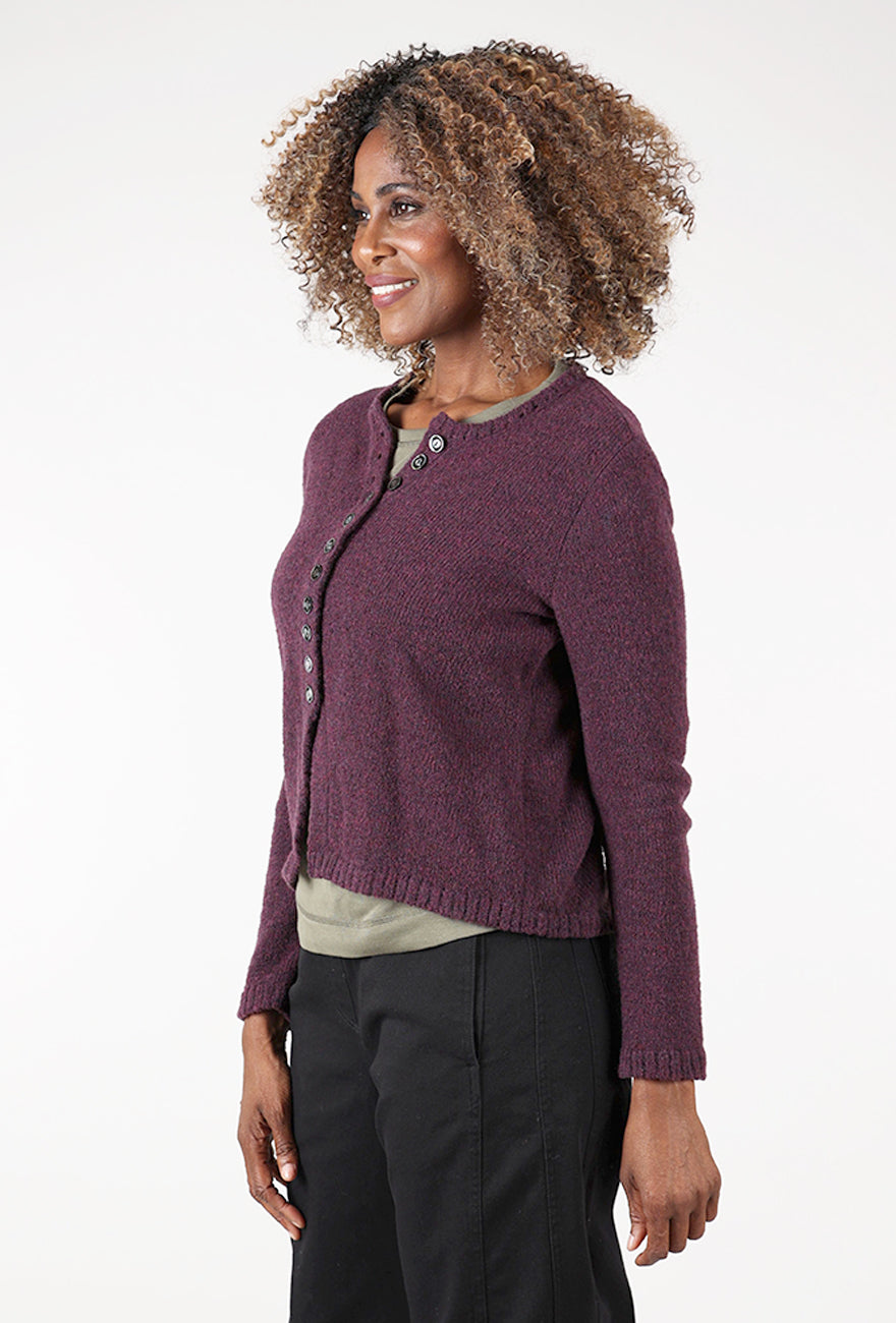 Winsome Buttons Cardie, Plum