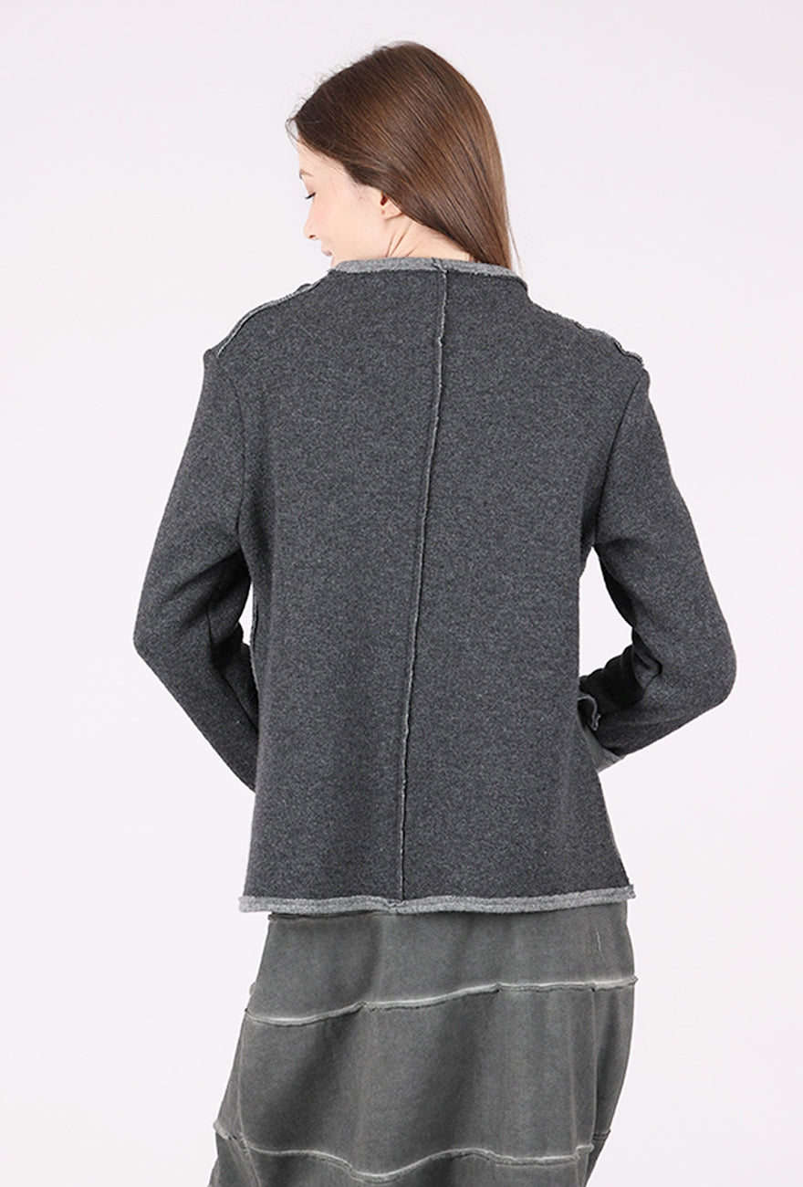 Kedziorek Boiled Wool Cropped Pullover, Gray 