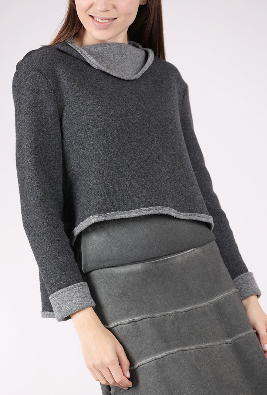 Kedziorek Boiled Wool Cropped Pullover, Gray 