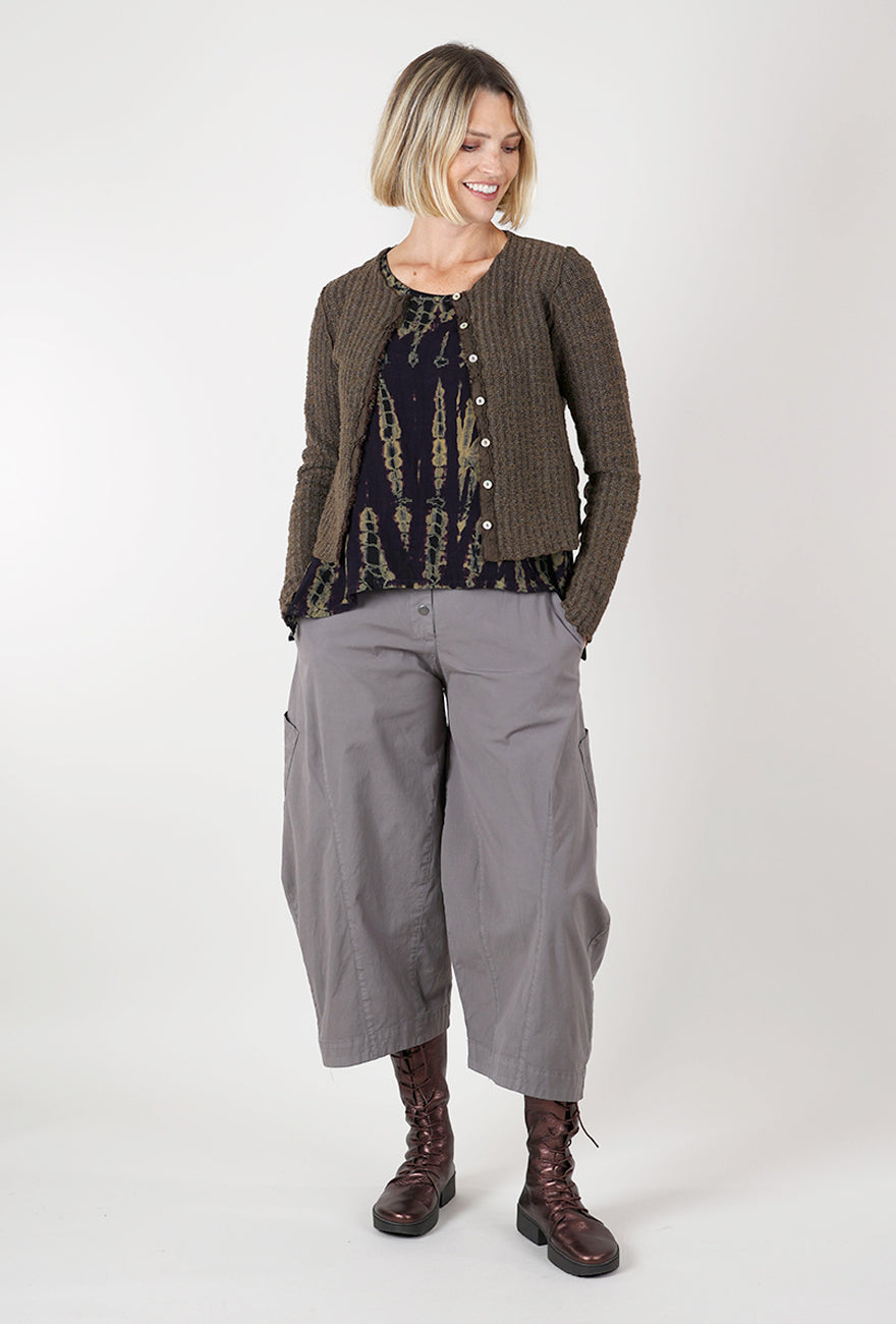 Cut Loose Sweater Texture Crop Cardie, Chocolate 