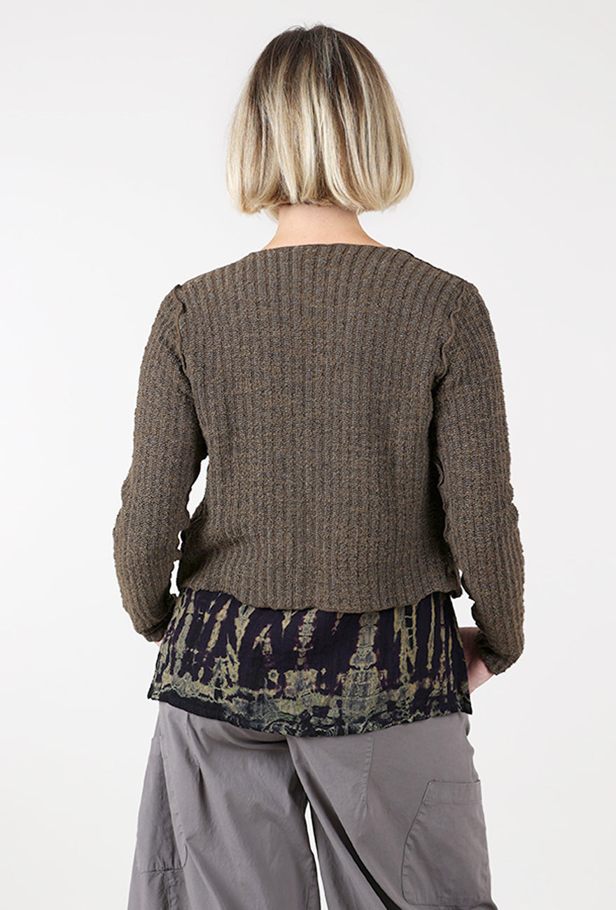 Cut Loose Sweater Texture Crop Cardie, Chocolate 