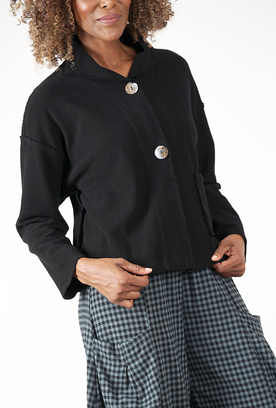 Eleven Stitch Knitted Funnel Jacket, Black 