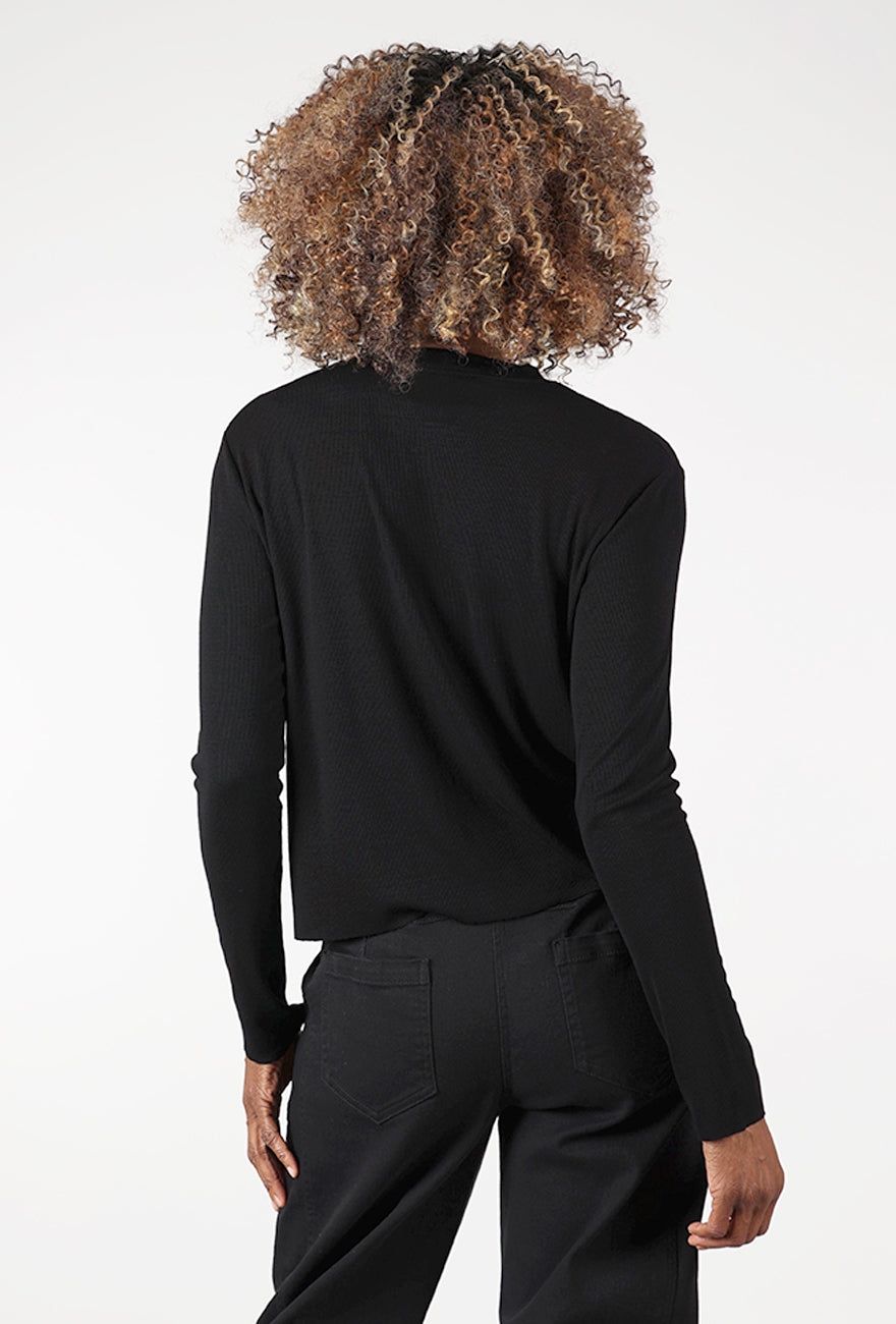 Micro Rib Crop Tee Lady Liberty, Black Angle 3