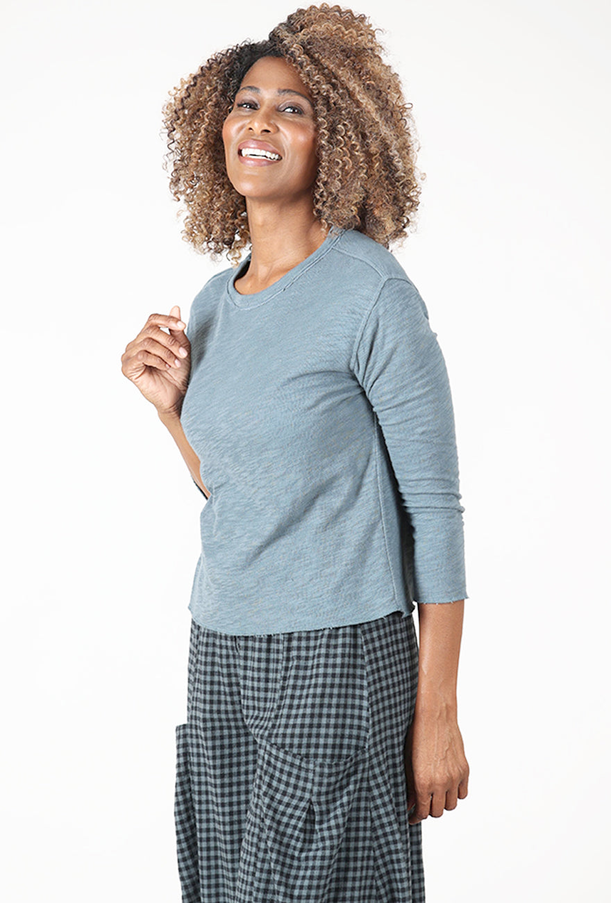 Eleven Stitch Double Face Trim Tee, Dusty Denim 