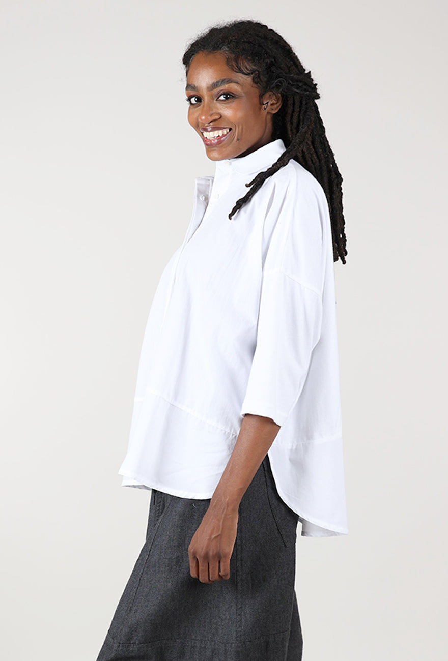 Lissie Poplin/Jersey Shirt, White Angle 2