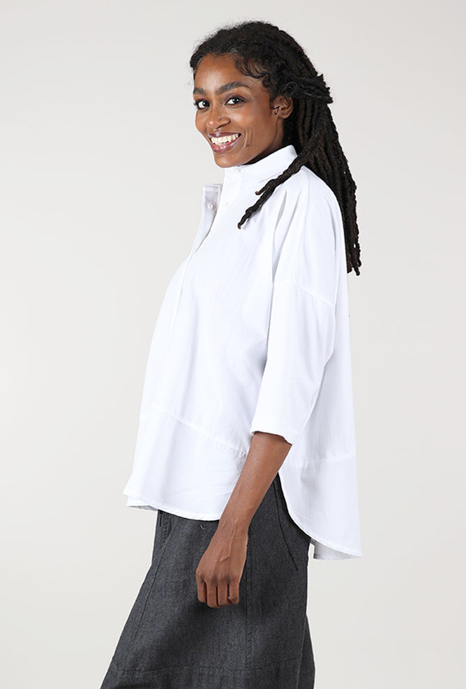 Lissie Poplin/Jersey Shirt, White Angle 2