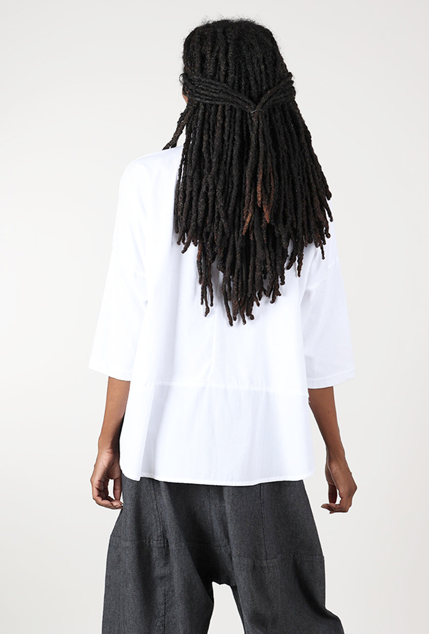 Lissie Poplin/Jersey Shirt, White Angle 3