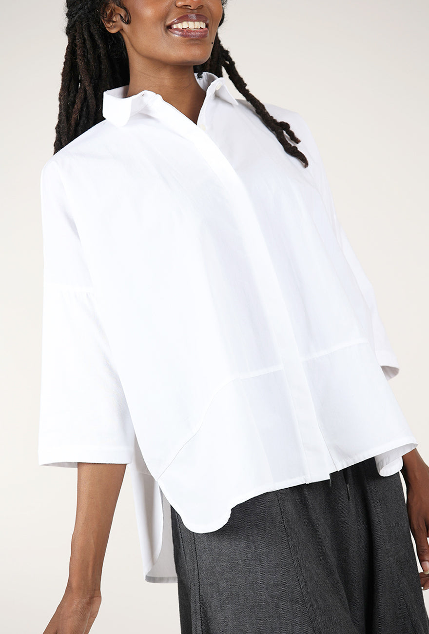 Lissie Poplin/Jersey Shirt, White