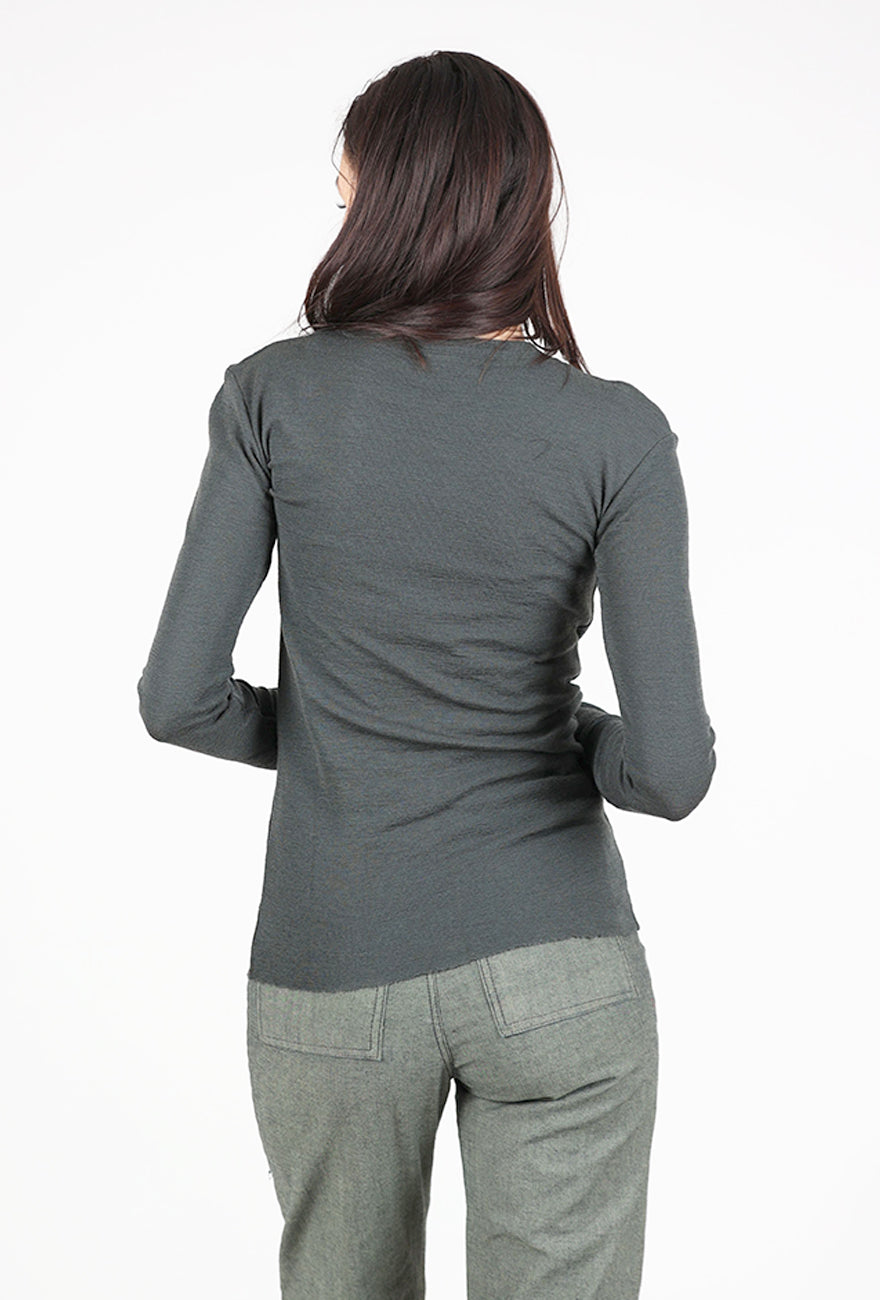 By Basics Merino Seamed Neck Top, Raven 
