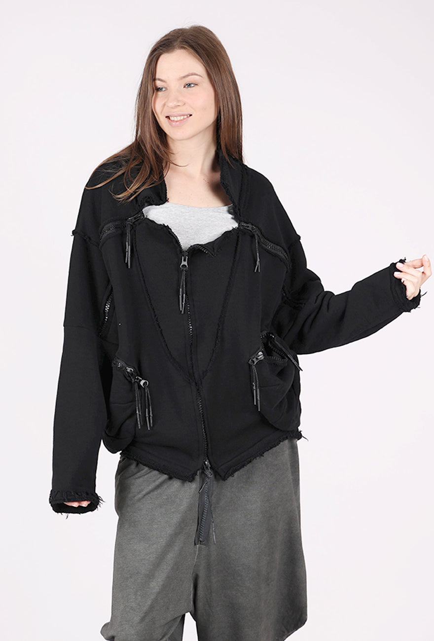 Zilberman Open Neck French Terry Jacket, Black 