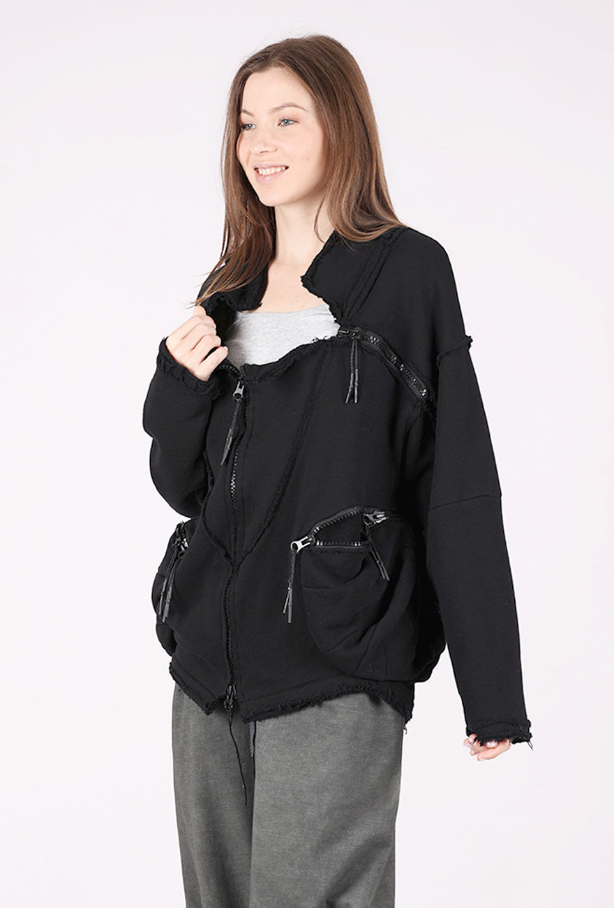 Zilberman Open Neck French Terry Jacket, Black 