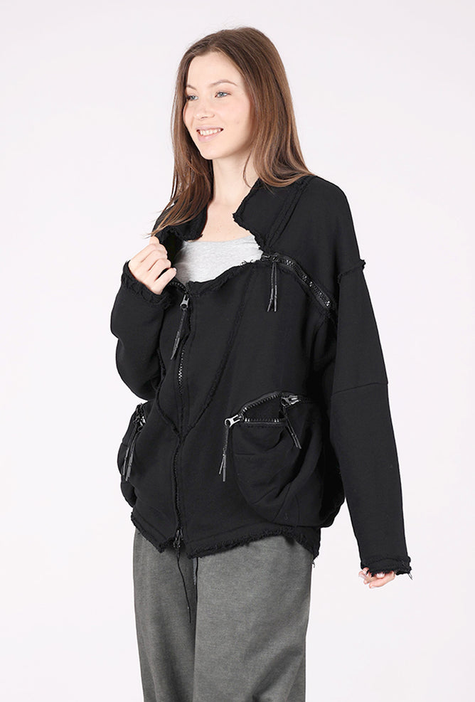 Zilberman Open Neck French Terry Jacket, Black 