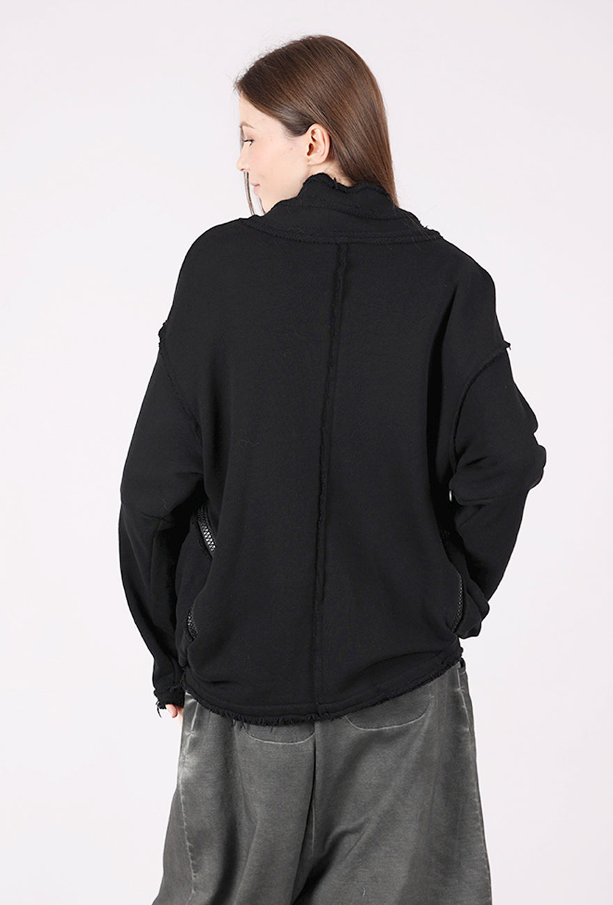 Zilberman Open Neck French Terry Jacket, Black 