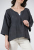 Namsar Notch-Neck Net Pullover, Charcoal 