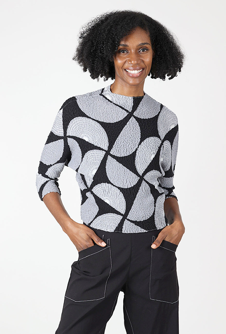 Dolman Crinkle Top, Gray/Black
