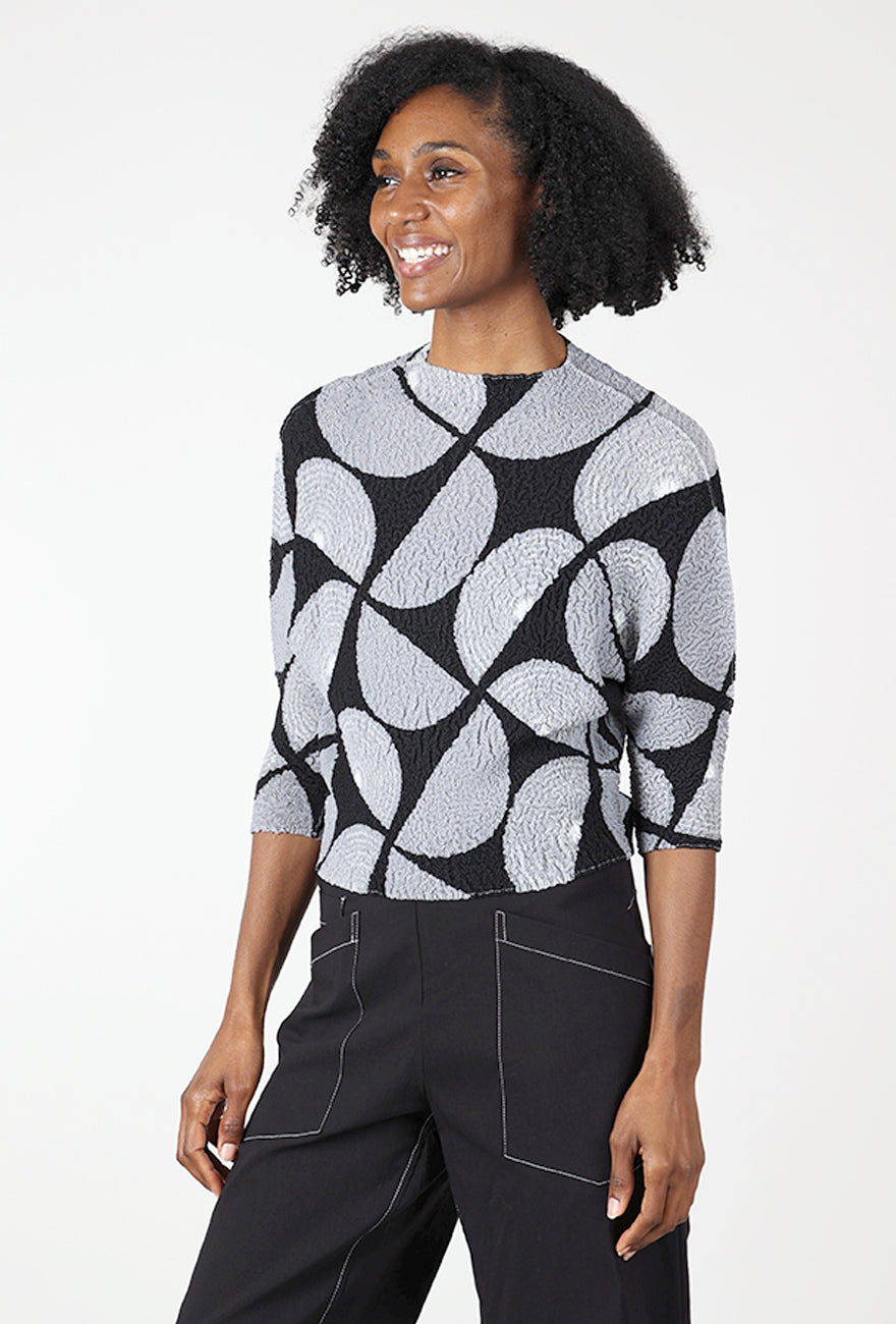 Dolman Crinkle Top, Gray/Black