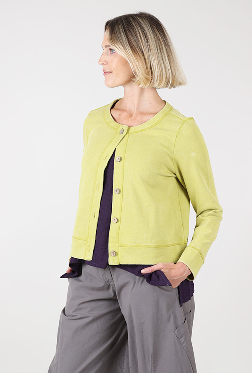 Colorwash Terry Crop Cardie, CItron Angle 2