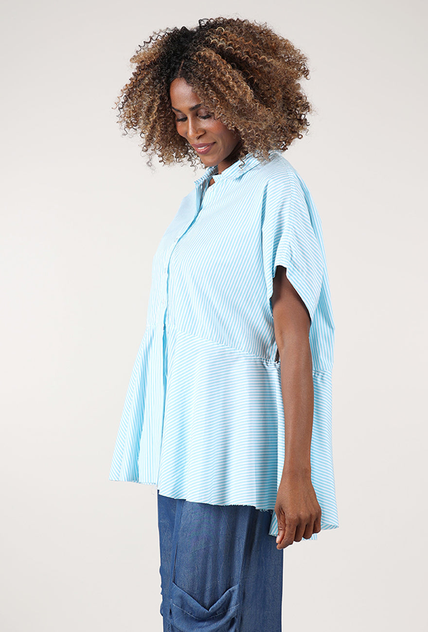 Paper Temples Striped Pep Top, Blue 